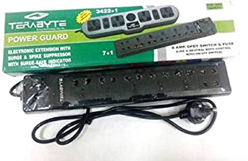 Terabyte 6 Socket Power Strip Extension Board 1.5M Surge Protector