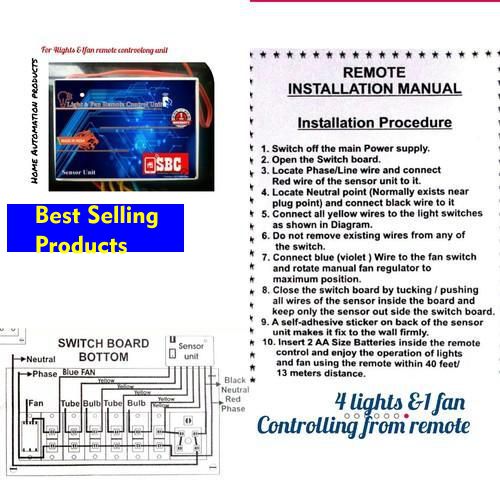 Remote unit for 4 lights & 1fan controlling unit